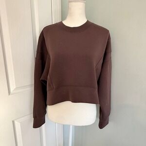 Abercrombie & Fitch YPB NeoKnit Cropped Crewneck Sweatshirt Size Large Brown